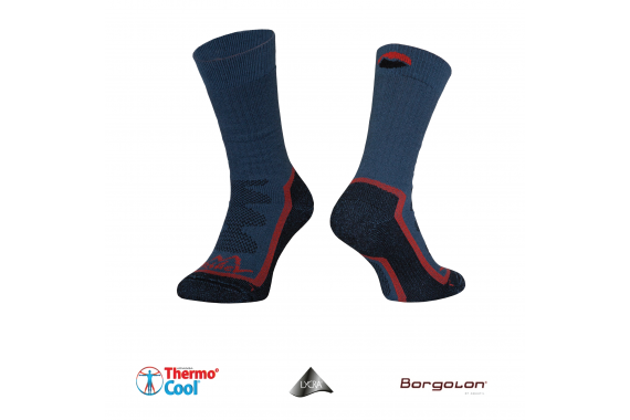 Trekkingsocken Tashev Trail Trekking aus Thermocool und Bavlna Active Cotton (Schwarz & Blau & Rot) 