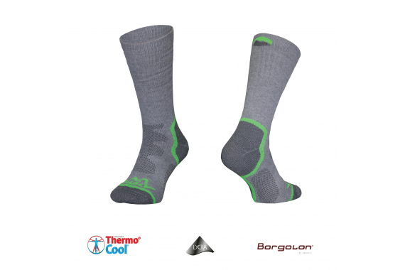 Trekkingsocken Tashev Trail Trekking aus Thermocool und Bavlna Active Cotton (Grau & Grün)